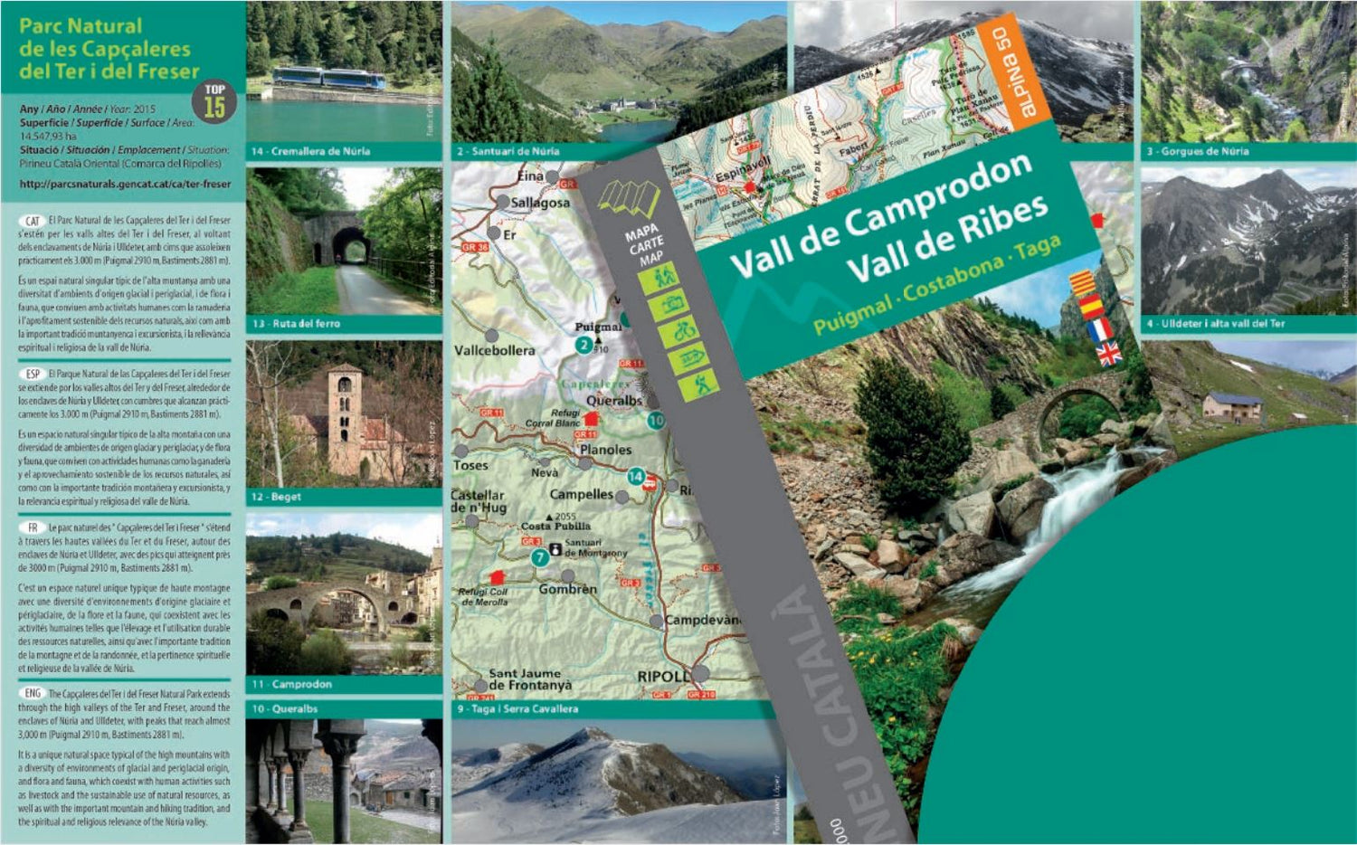 Carte de randonnée - Vall de Camprodon, Vall de Ribes (Pyrénées catalanes) | Alpina carte de randonnée Editorial Alpina
