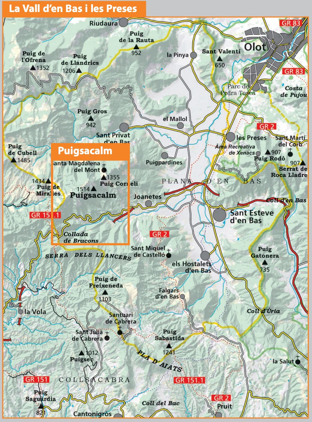 Carte de randonnée - Vall d'en Bas i les Preses, Aiats, Puigsacalm (Pyrénées Catalanes, Espagne) | Alpina carte de randonnée Editorial Alpina