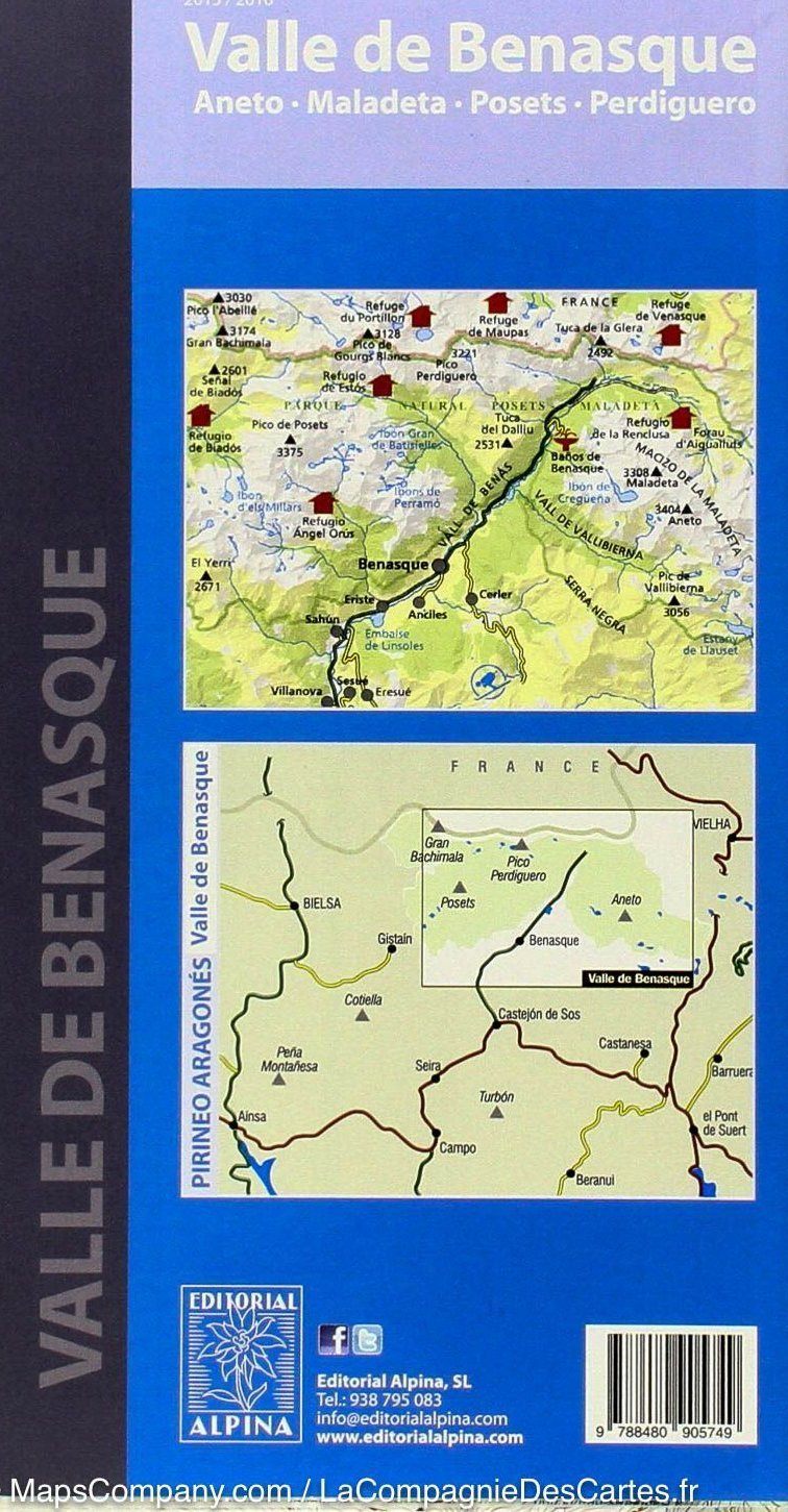 Carte de randonnée - Vallée de Benasque (Pyrénées aragonaises, Espagne) | Alpina carte de randonnée Editorial Alpina