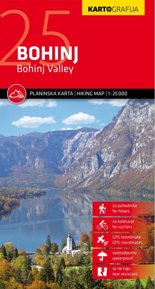 Carte de randonnée - Vallée de Bohinj (Alpes Juliennes, Slovénie) | Kartografija carte de randonnée Kartografija