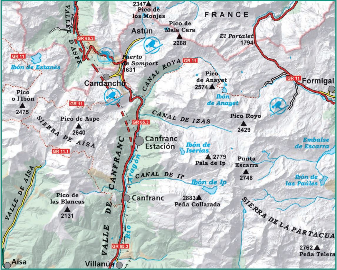 Carte de randonnée - Vallée de Canfranc & Vallée de Aísa, Candanchú, Astún (Pyrénées aragonaises) | Alpina carte de randonnée Editorial Alpina