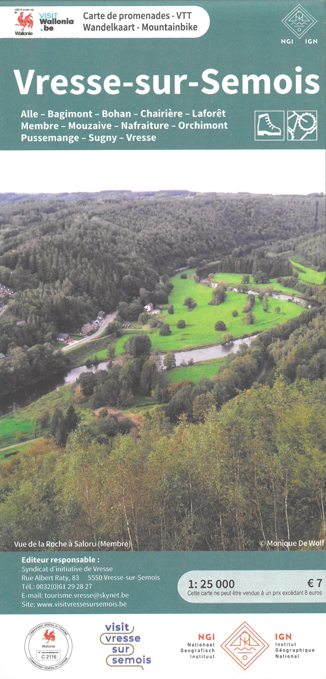 Carte de randonnée - Vresse-sur-Semois (Belgique) | NGI carte de randonnée IGN Belgique