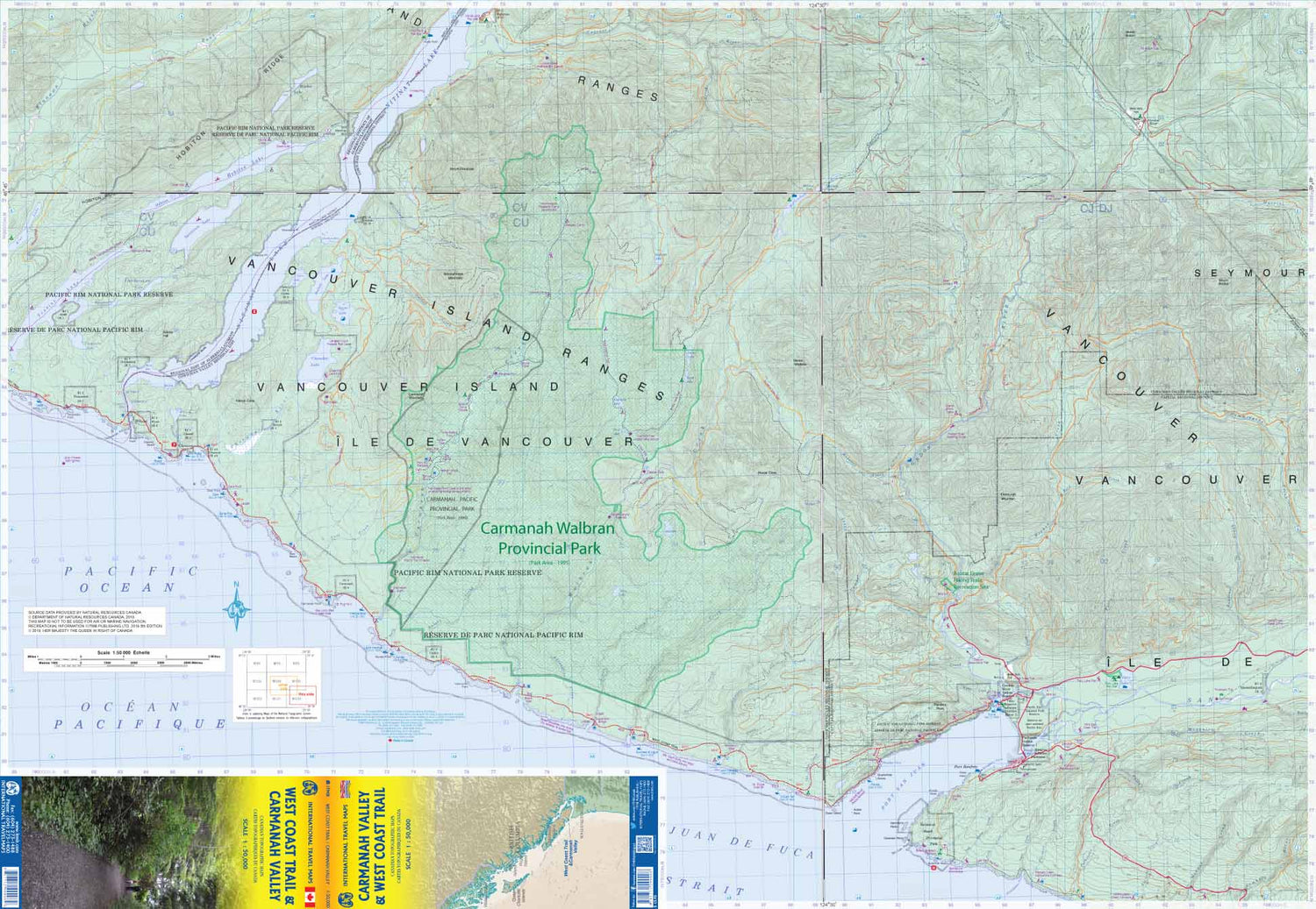 Carte de randonnée - West Coast Trail & Carmanah Valley (Colombie Britannique) | ITM carte de randonnée ITM