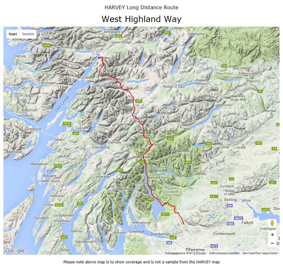 Postnet Highland Ridge Map Carte de randonnée - West Highland Way XT40 | Harvey Maps - National T ...