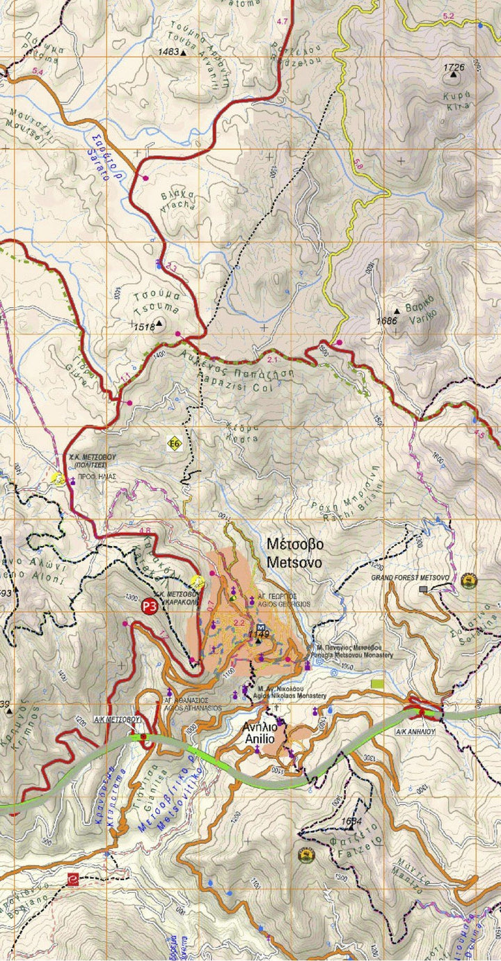 Carte de randonnée - Zagori, Valia Kalda, Metsovo | Anavasi carte pliée Anavasi 