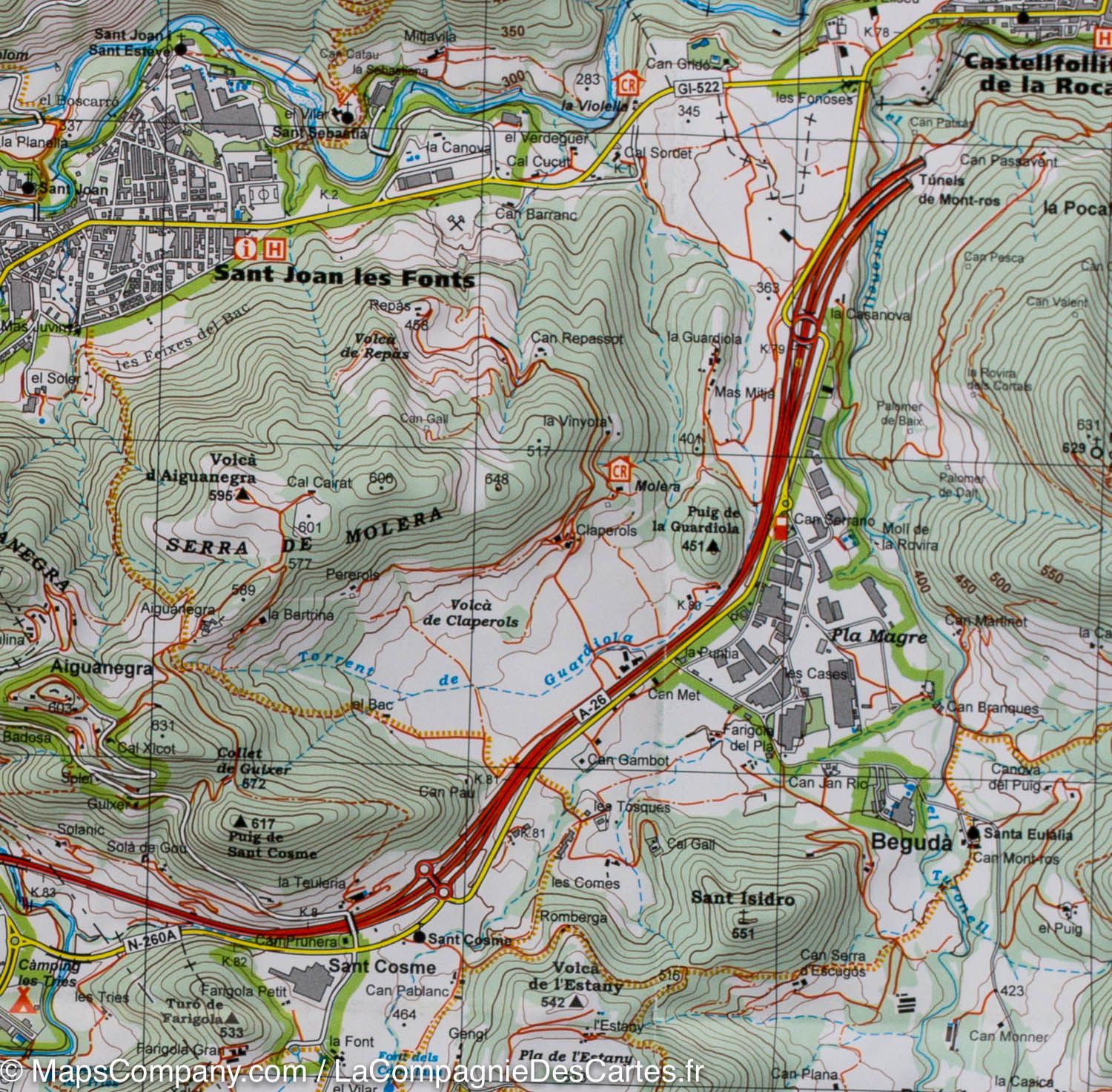 Carte de randonnée - Parc naturel de la zone Volcanique de la Garrotxa (Catalogne) | Alpina carte de randonnée Editorial Alpina