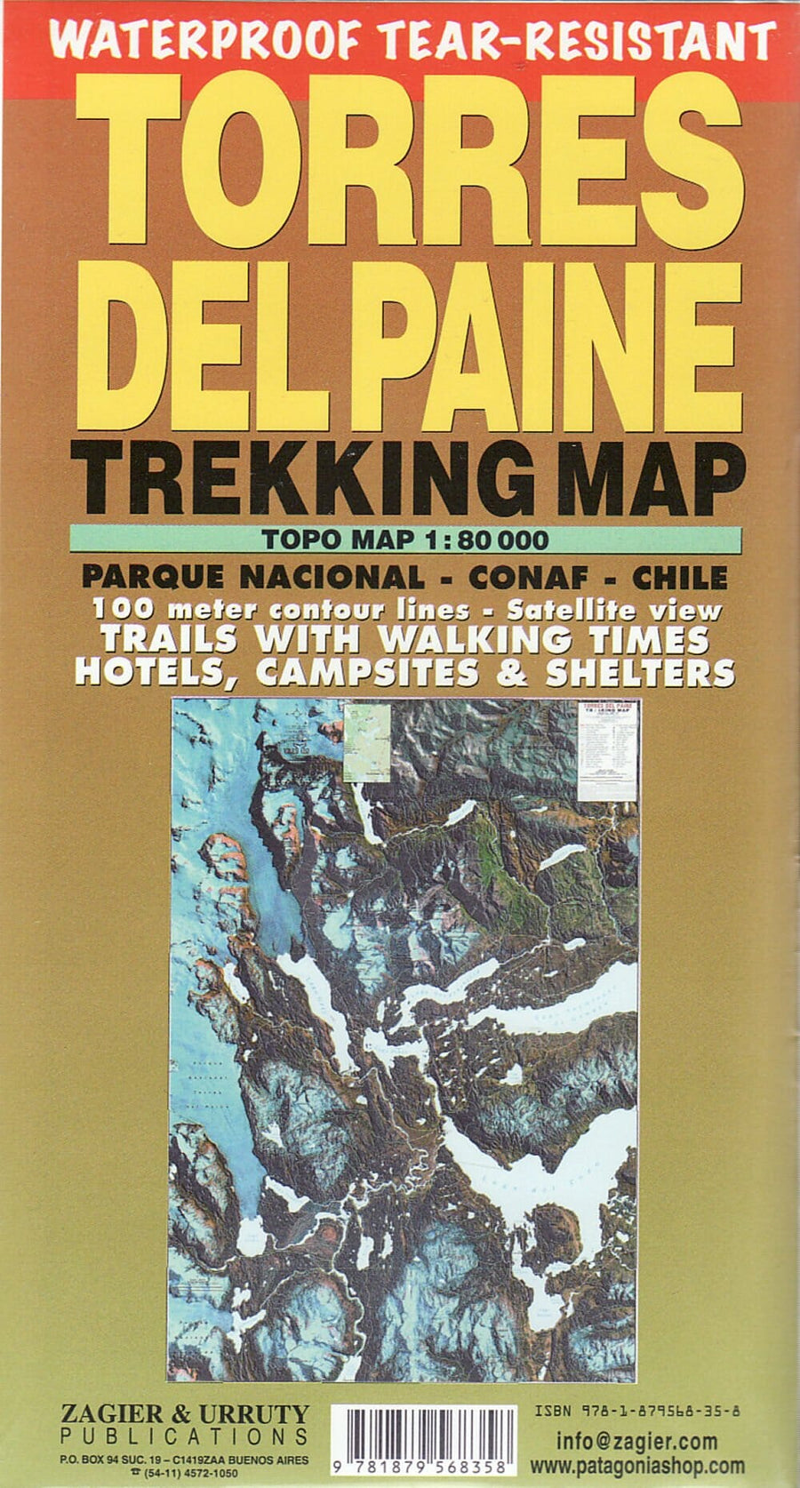 Carte de trekking - Torres del Paine | Zagier y Urruty carte pliée Zagier y Urruty 
