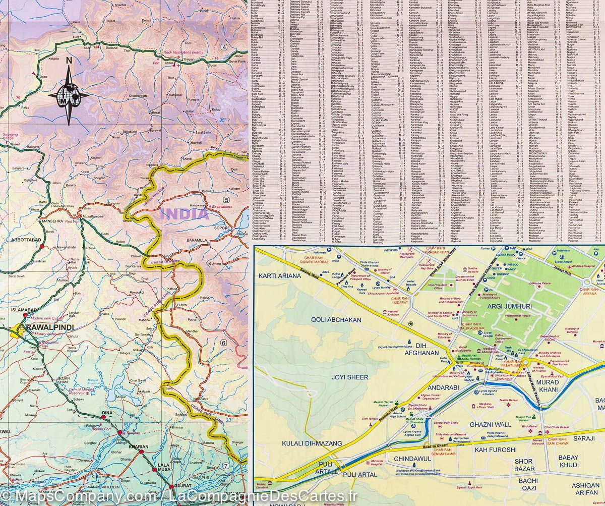Carte de voyage - Afghanistan | ITM carte routière ITM