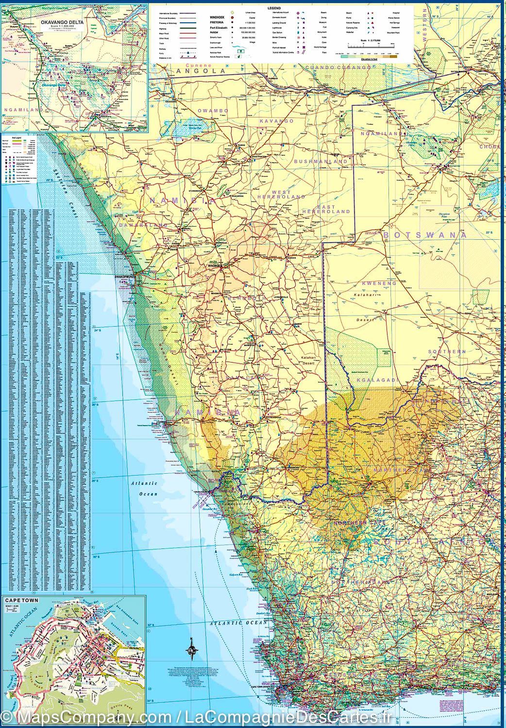 Carte de voyage - Afrique Australe | ITM carte routière ITM