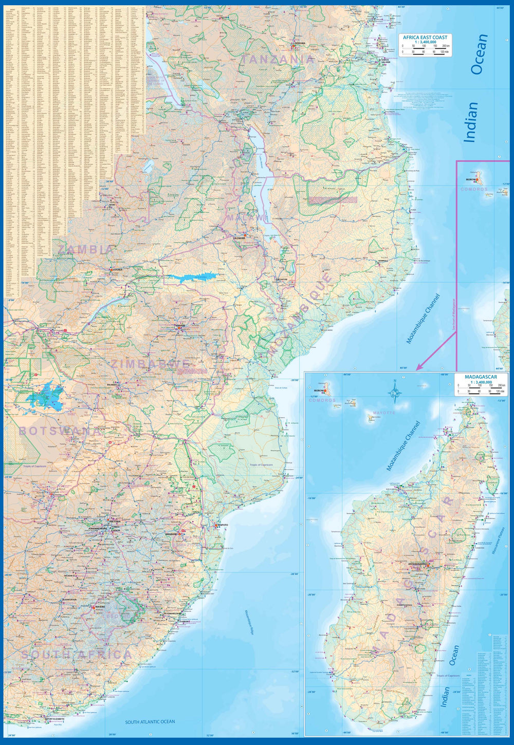 Carte de voyage - Afrique de l'Est | ITM carte pliée ITM 