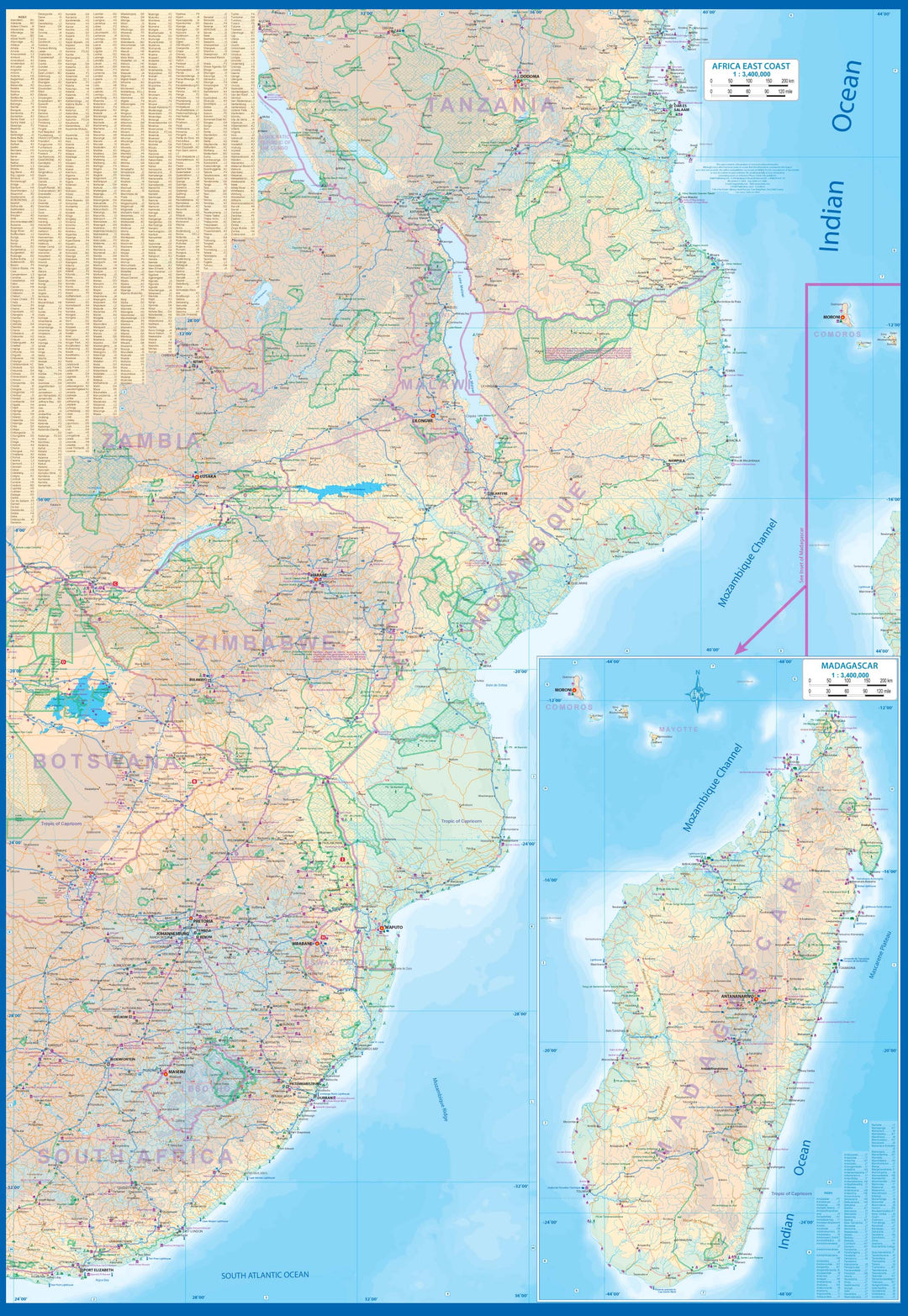 Carte de voyage - Afrique de l'Est | ITM carte pliée ITM 