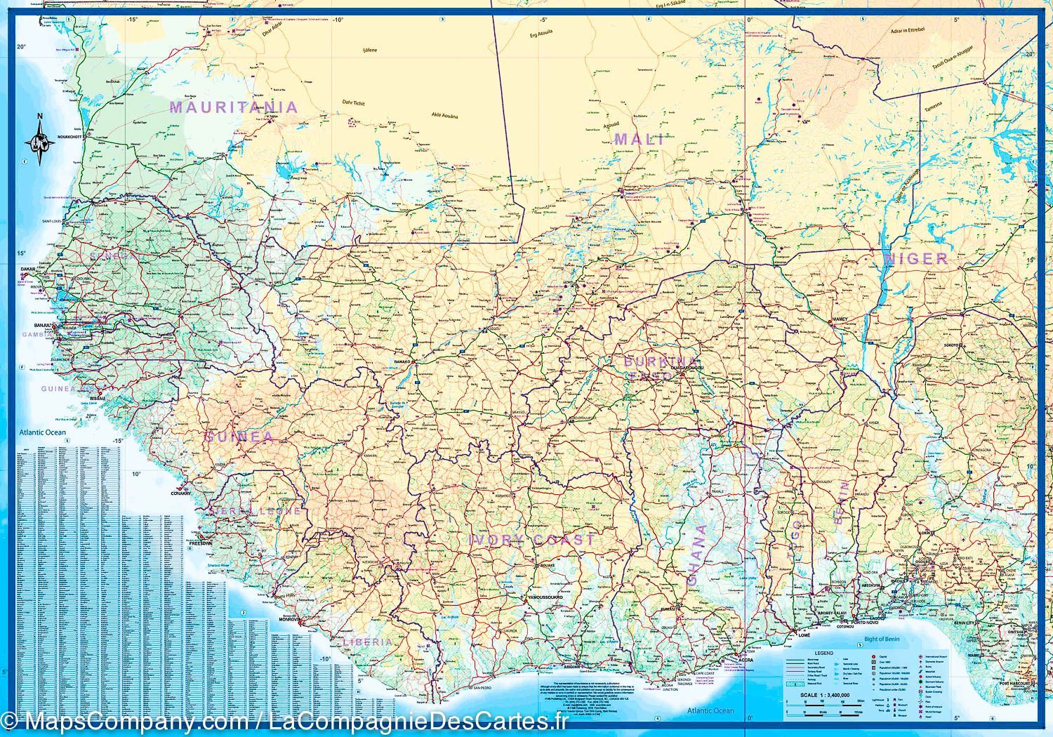 Carte de voyage - Afrique de l'Ouest | ITM carte routière ITM