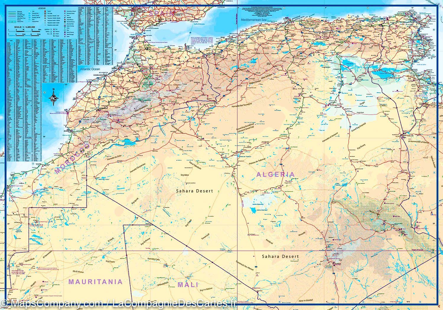 Carte de voyage - Afrique du Nord | ITM carte routière ITM