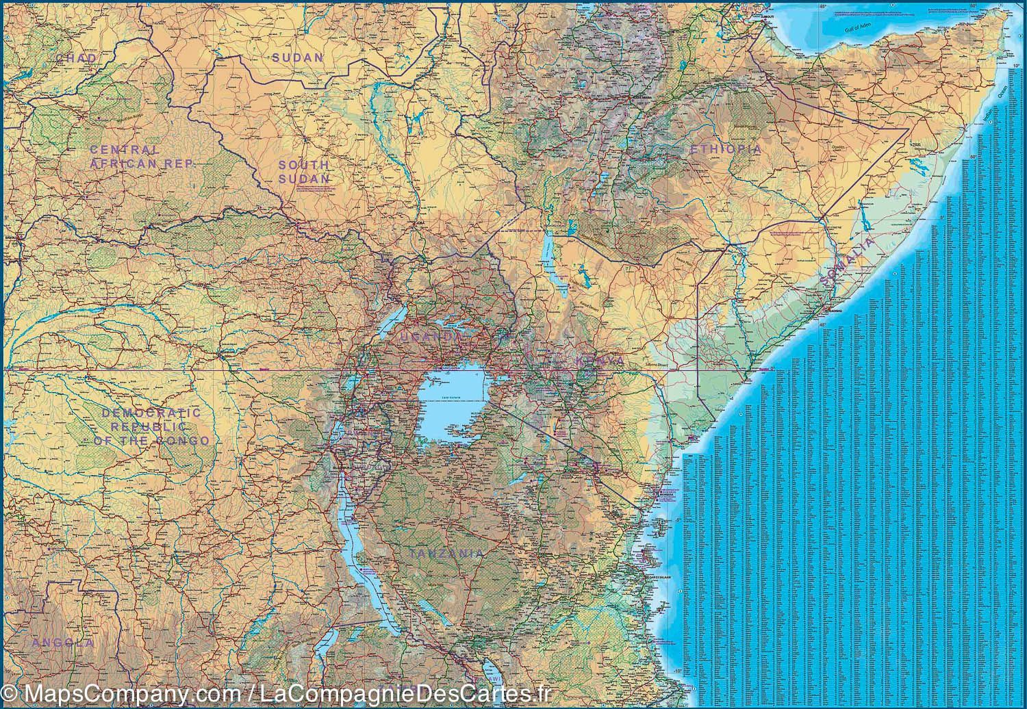 Carte de voyage - Afrique Nord-Est | ITM carte routière ITM