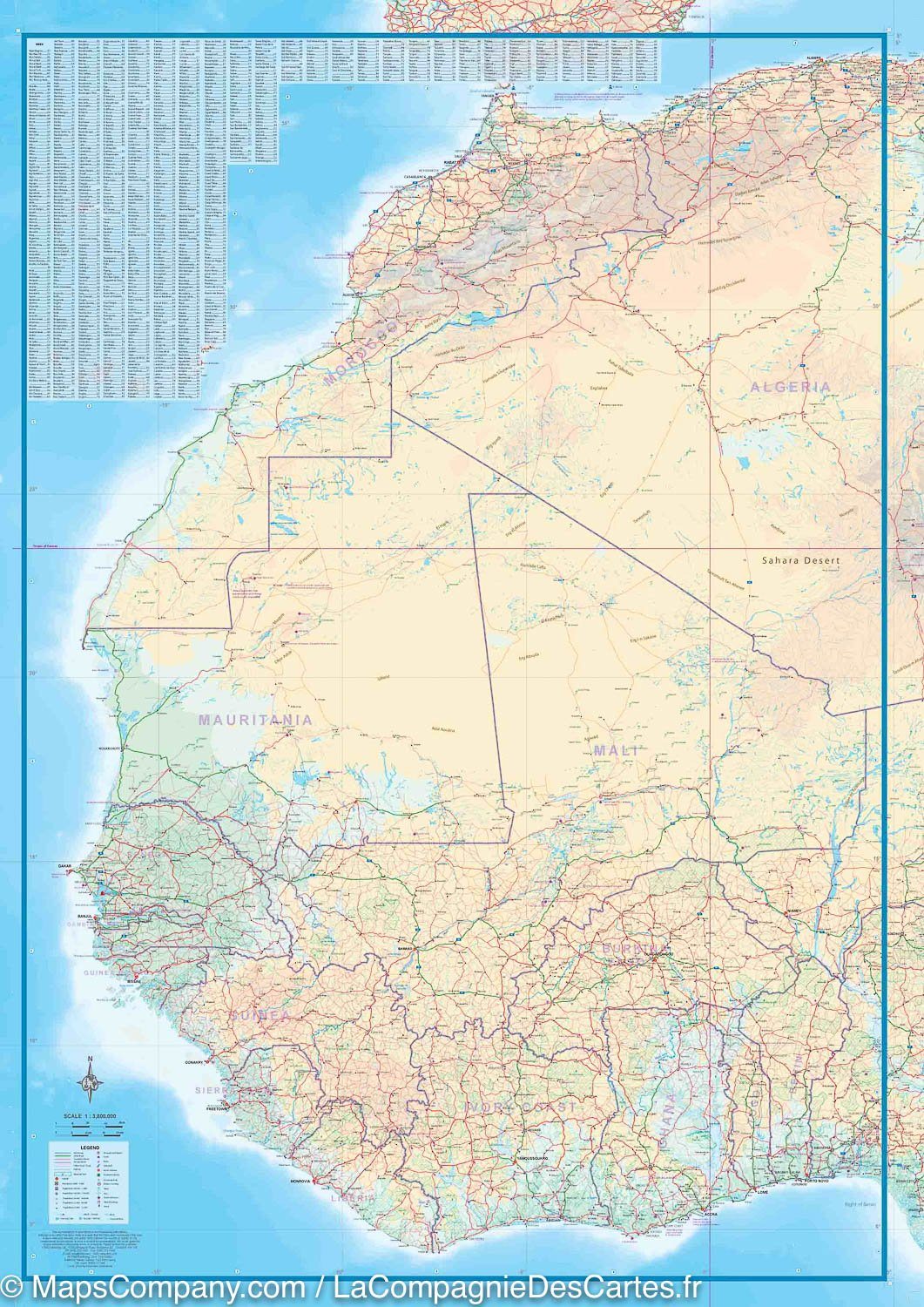 Carte de voyage - Afrique du Nord-Ouest | ITM carte routière ITM