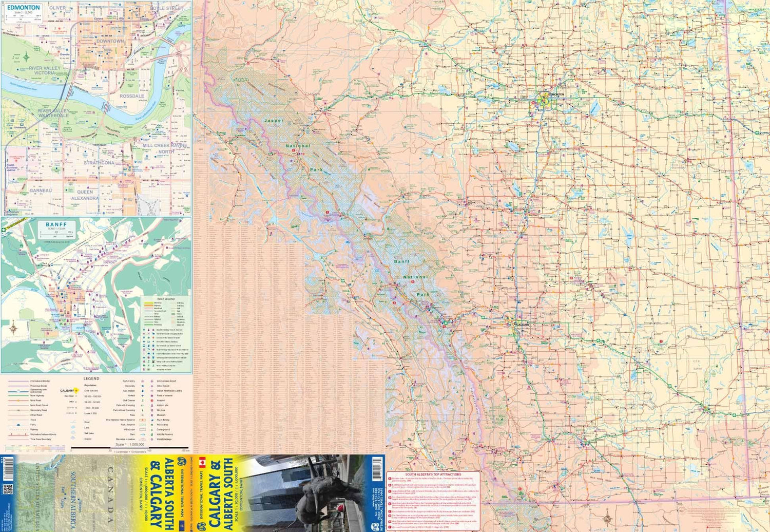 Carte de voyage - Alberta Sud & Plan de Calgary (Canada) | ITM carte routière ITM