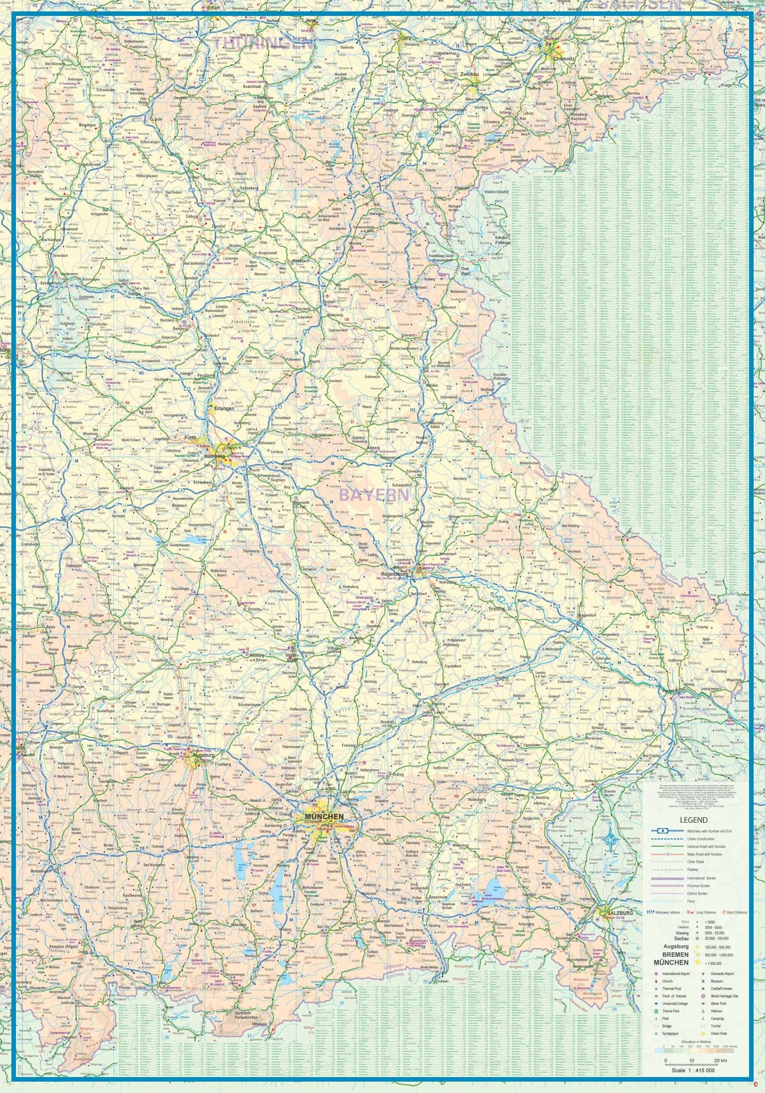 Carte de voyage - Allemagne Sud | ITM carte routière ITM