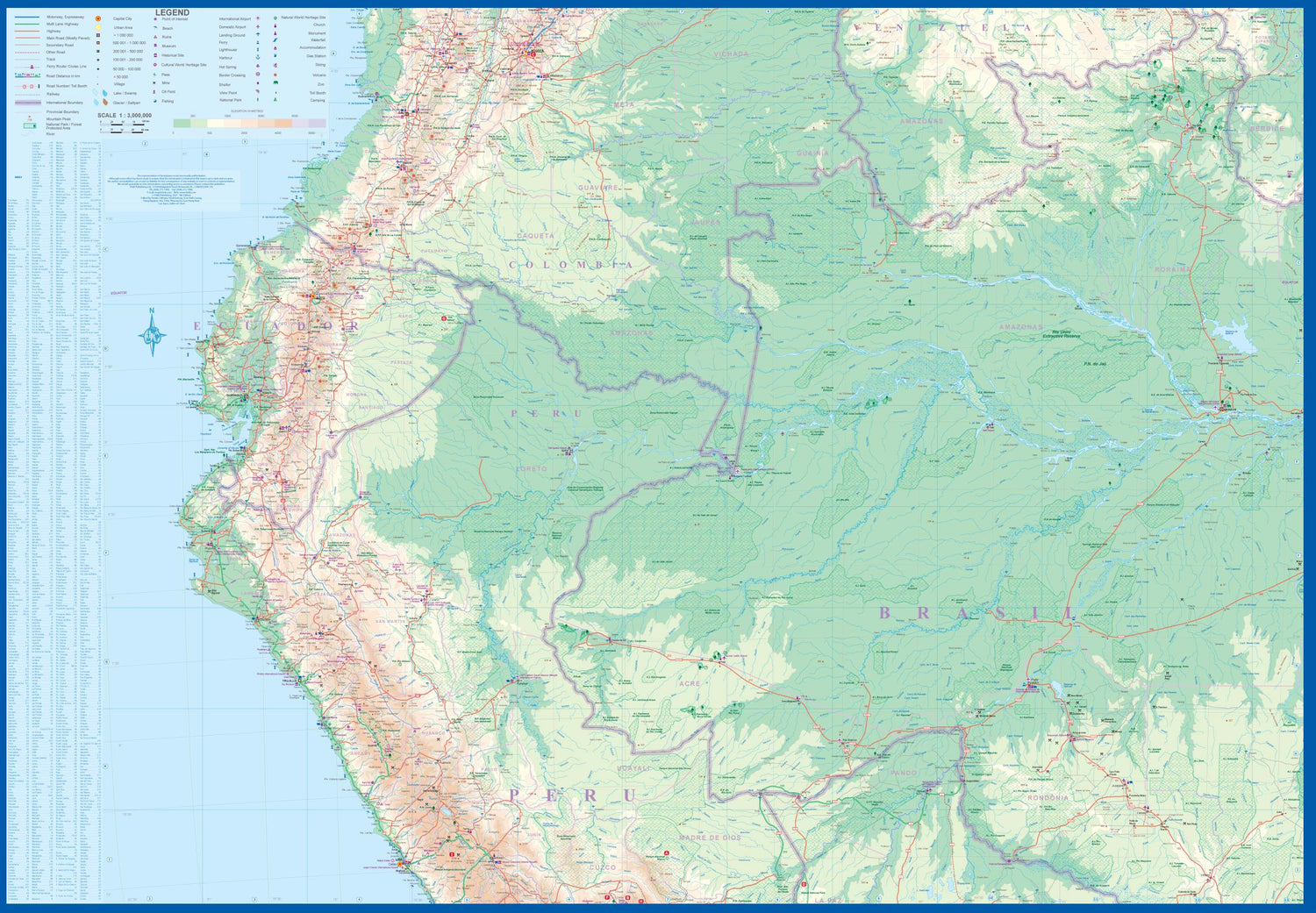 Carte de voyage - Amazonie & Brésil Nord | ITM carte routière ITM