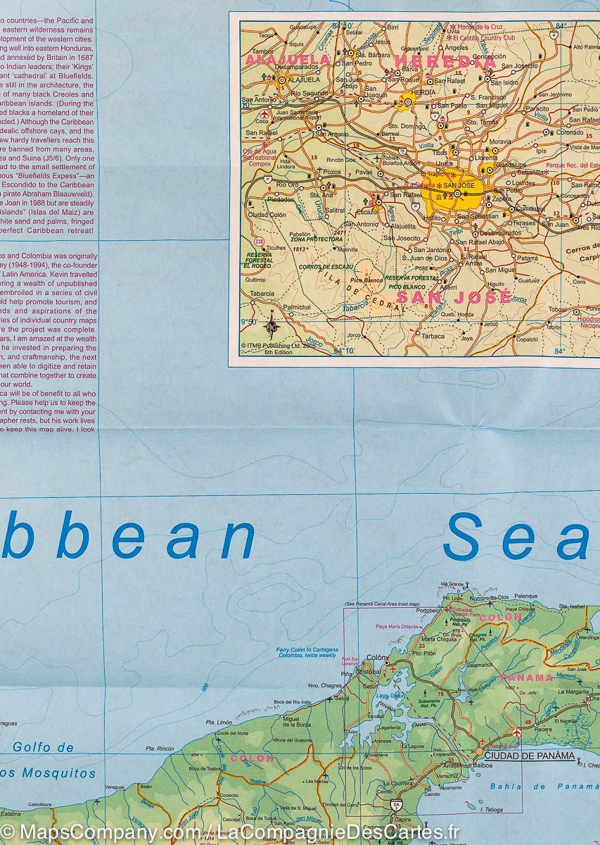 Carte de voyage - Amérique Centrale | ITM carte routière ITM