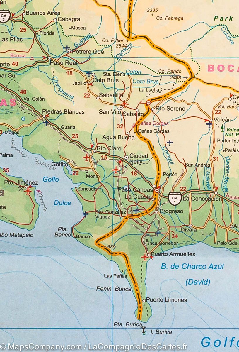 Carte de voyage - Amérique Centrale | ITM carte routière ITM