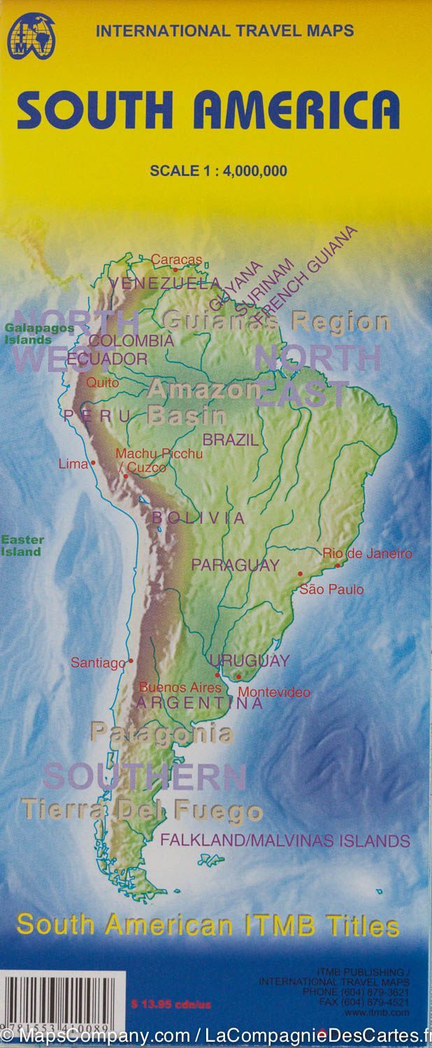 Carte de voyage - Amérique du Sud | ITM carte routière ITM