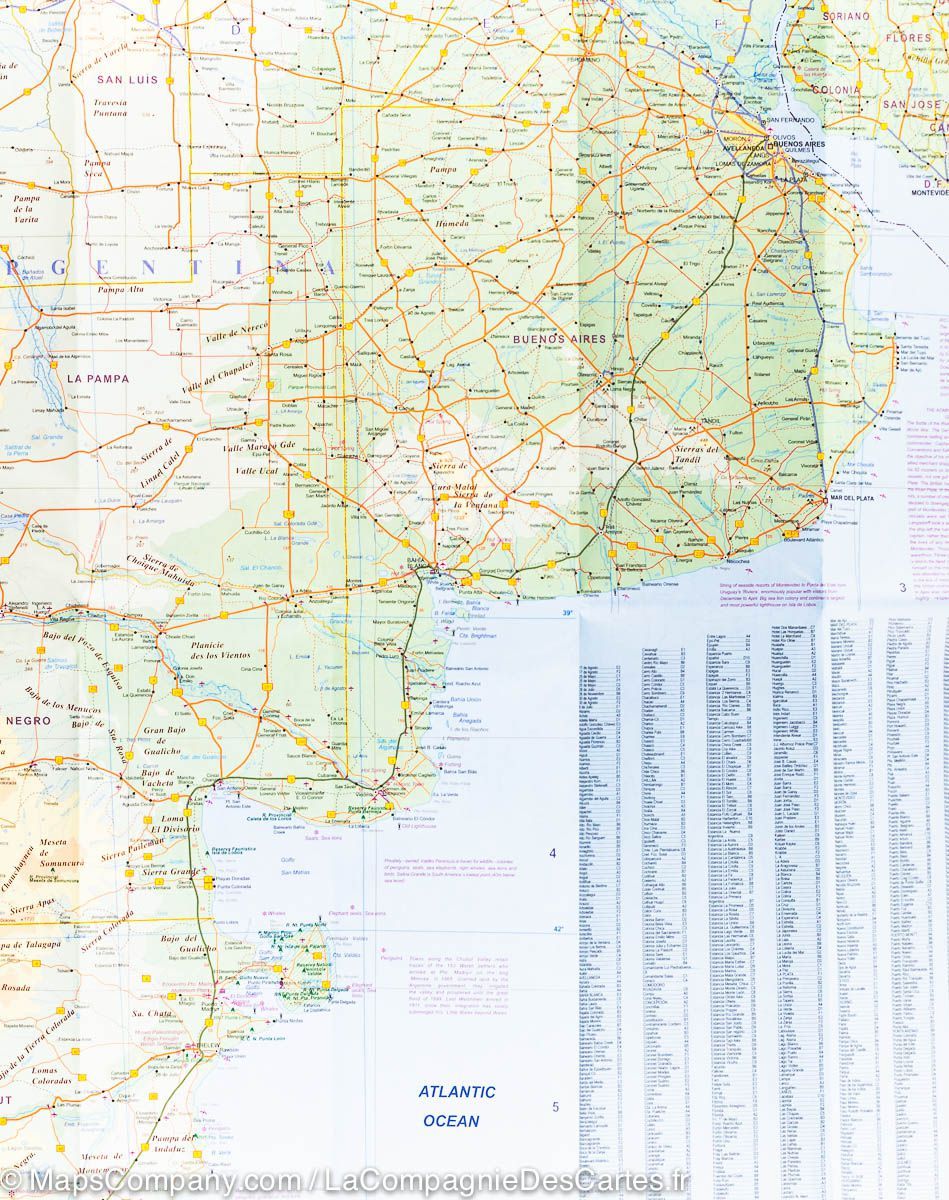 Carte de voyage - Amérique du Sud, partie sud | ITM carte routière ITM