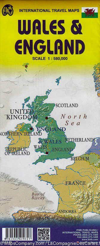 Carte de voyage - Angleterre & Pays de Galles | ITM carte routière ITM