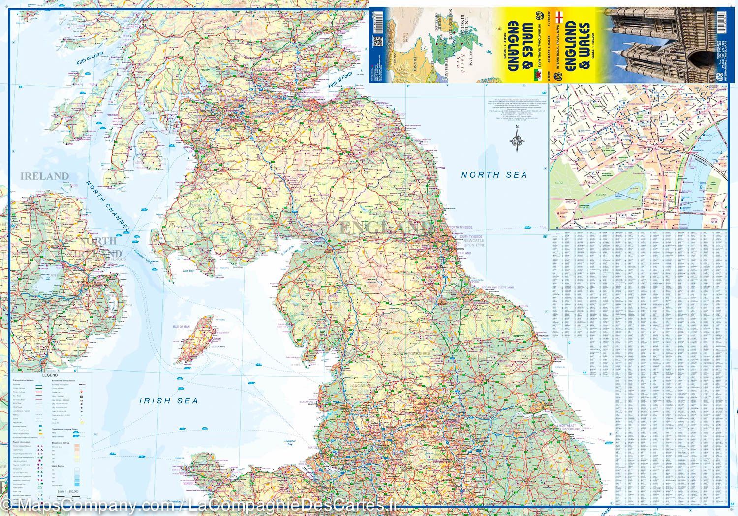 Carte de voyage - Angleterre & Pays de Galles | ITM carte routière ITM
