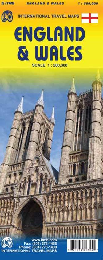 Carte de voyage - Angleterre & Pays de Galles | ITM carte routière ITM