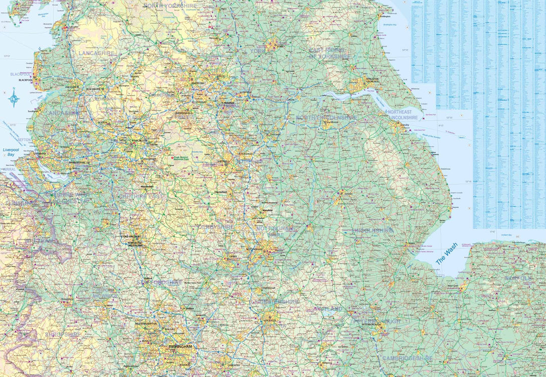 Carte de voyage - Angleterre Nord et Central (routes et chemins de fer) | ITM carte pliée ITM 