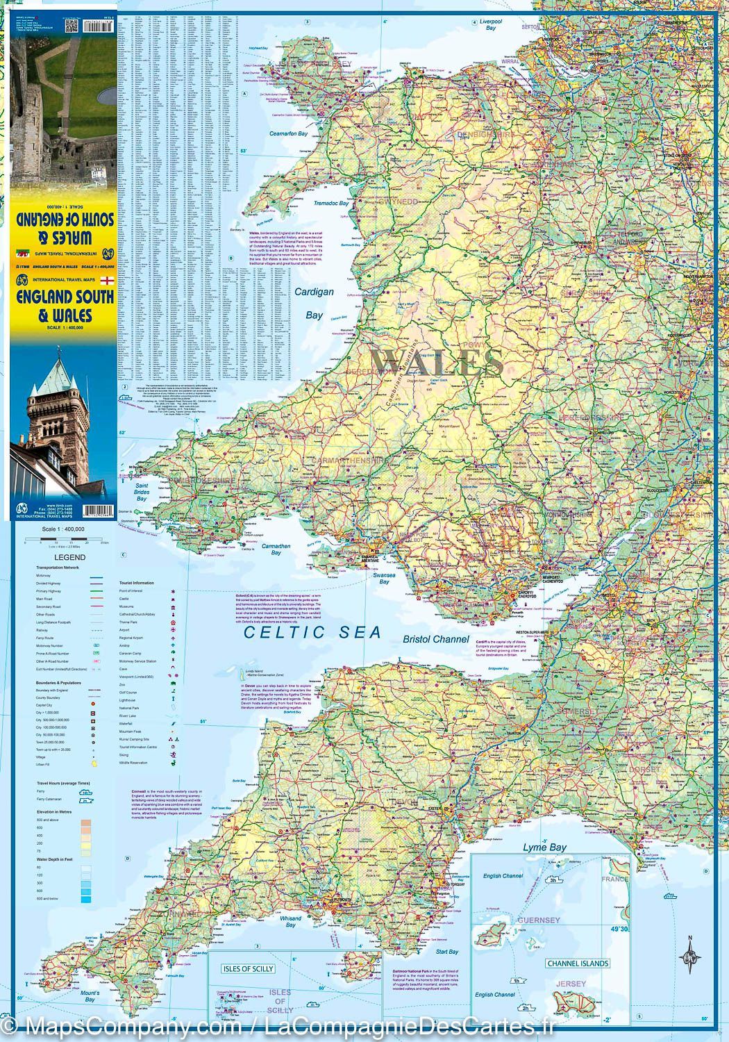 Carte de voyage - Angleterre Sud & Pays de Galles | ITM carte routière ITM
