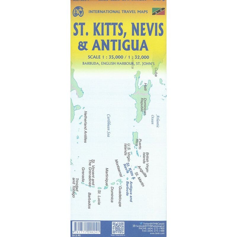 Carte de voyage - Antigua, Saint Kitts et Nevis | ITM carte routière ITM