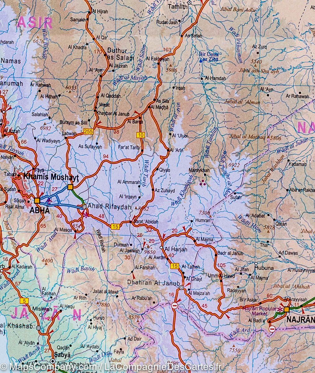 Carte de voyage - Arabie Saoudite & Koweit | ITM carte routière ITM