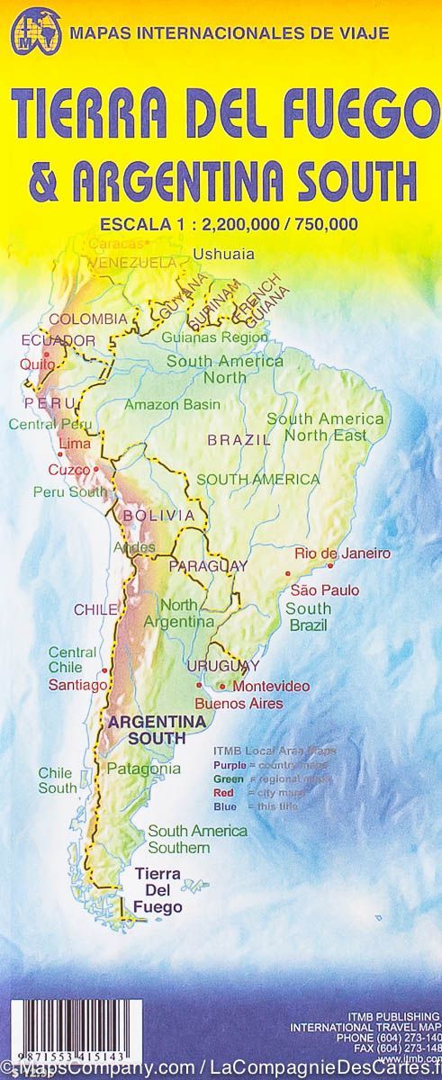 Carte de voyage - Argentine Sud & Terre de feu | ITM carte pliée ITM 