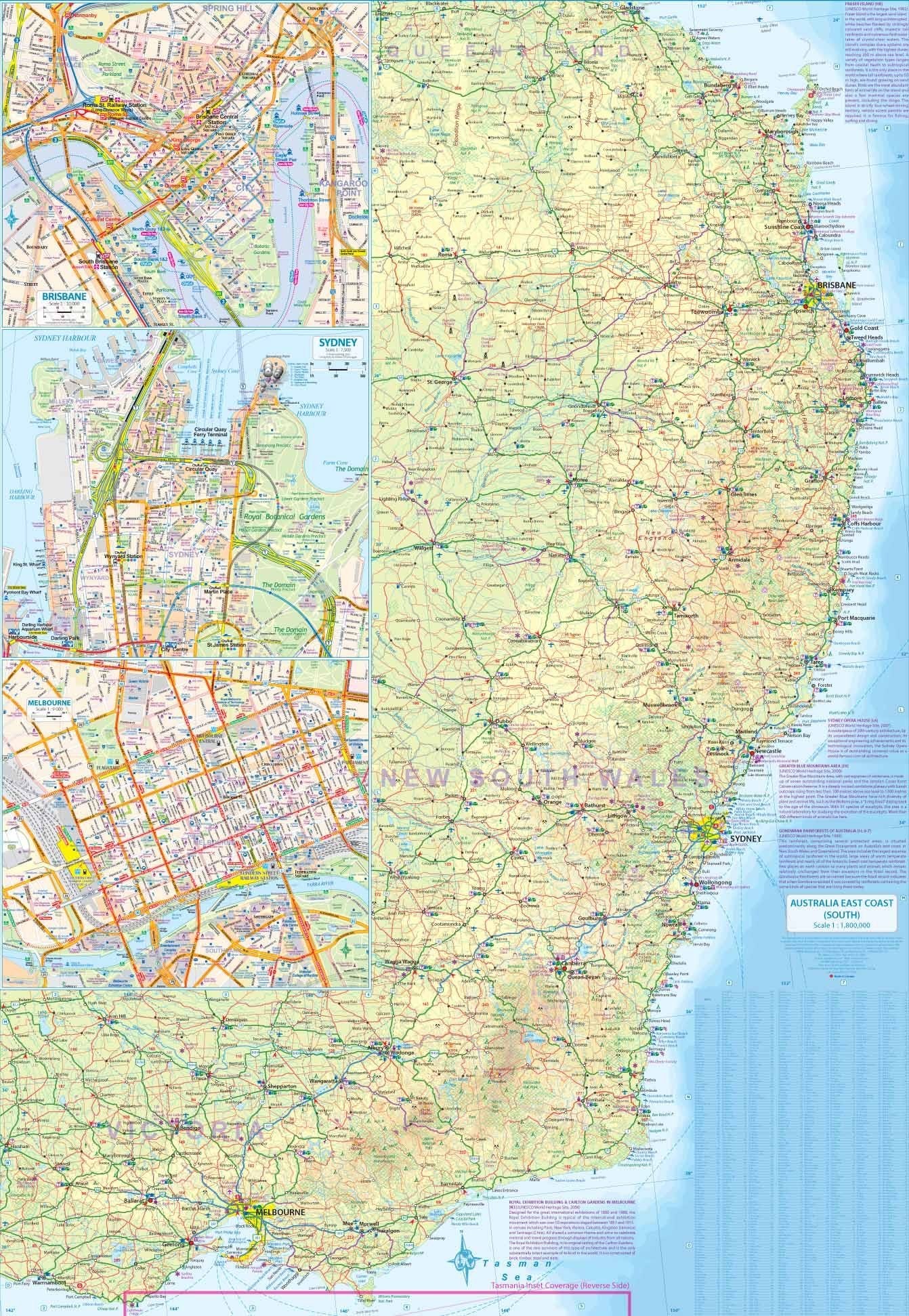 Carte de voyage - Australie : Côte Est | ITM carte routière ITM