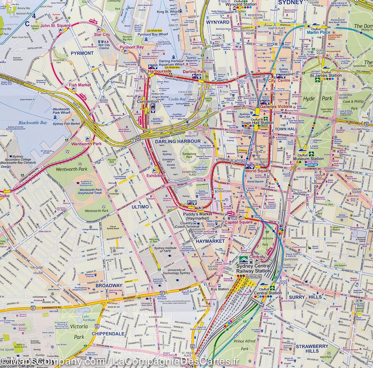 Carte de voyage - Australie Sud-est & Plan de Sydney | ITM carte routière ITM