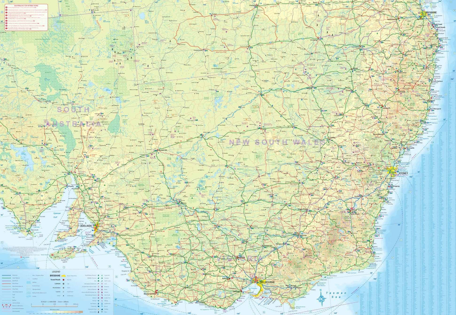 Carte de voyage - Australie Sud-est & Plan de Sydney | ITM carte routière ITM