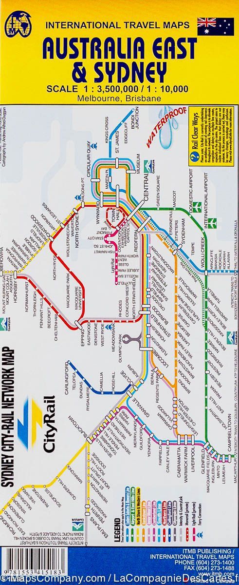 Carte de voyage - Australie Sud-est & Plan de Sydney | ITM carte routière ITM