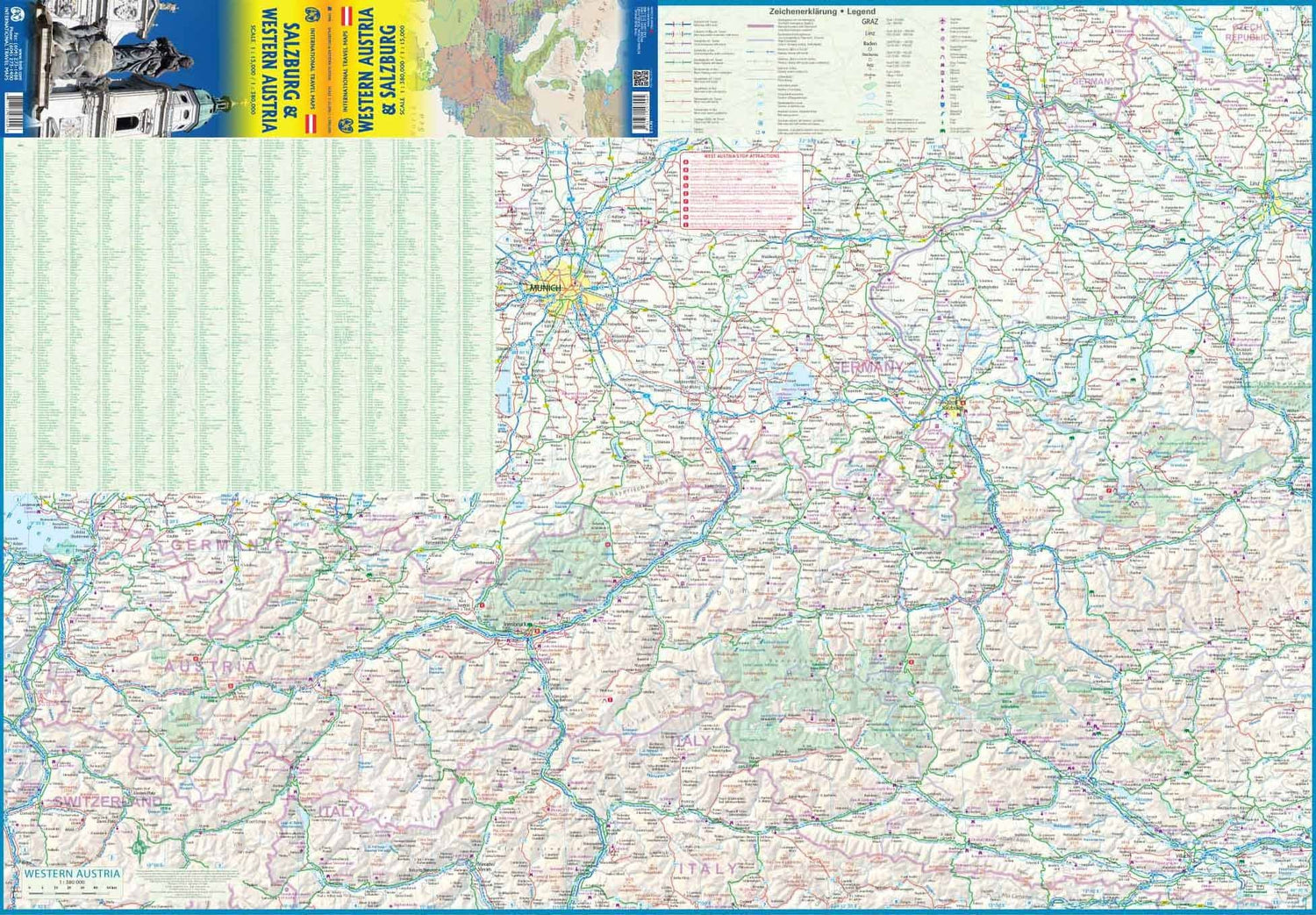 Carte de voyage - Autriche Ouest & Plan de Salzbourg | ITM carte routière ITM