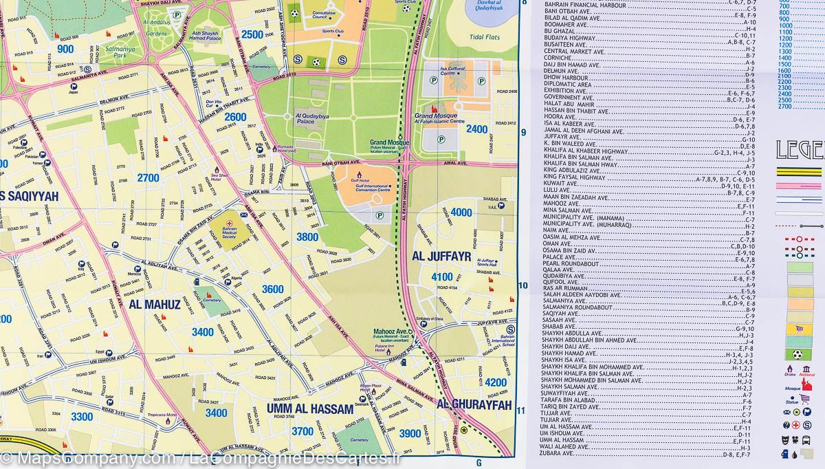 Carte de voyage - Bahreïn & Plan de Manama | ITM carte routière ITM