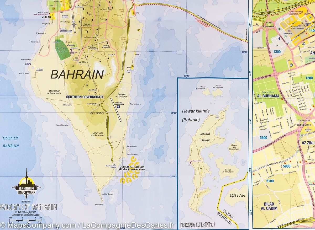 Carte de voyage - Bahreïn & Plan de Manama | ITM carte routière ITM
