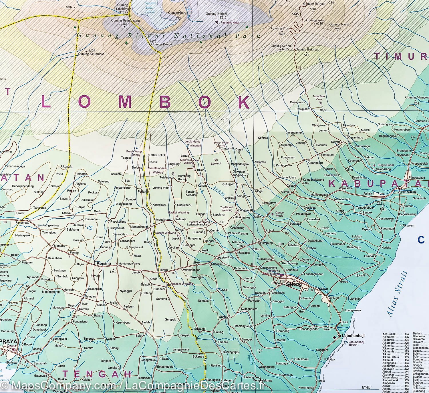 Carte de voyage - Bali et Lombok (Indonésie) | ITM carte routière ITM