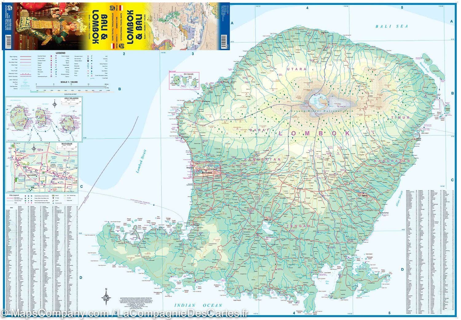 Carte de voyage - Bali et Lombok (Indonésie) | ITM carte routière ITM