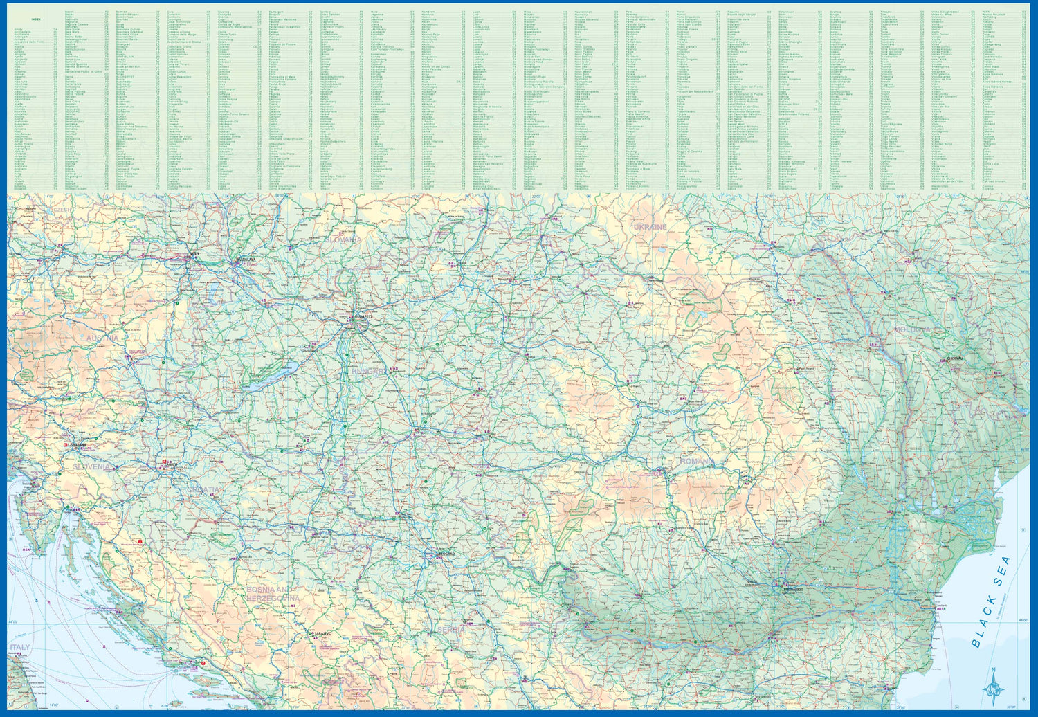 Carte de voyage - Balkans (Routes et chemins de fer) | ITM carte routière ITM