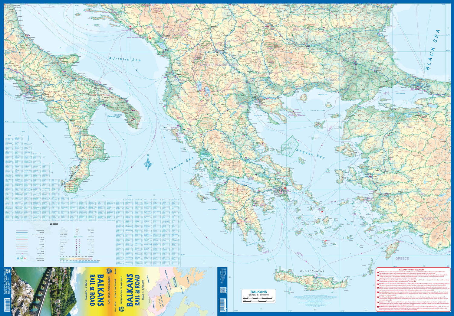 Carte de voyage - Balkans (Routes et chemins de fer) | ITM carte routière ITM