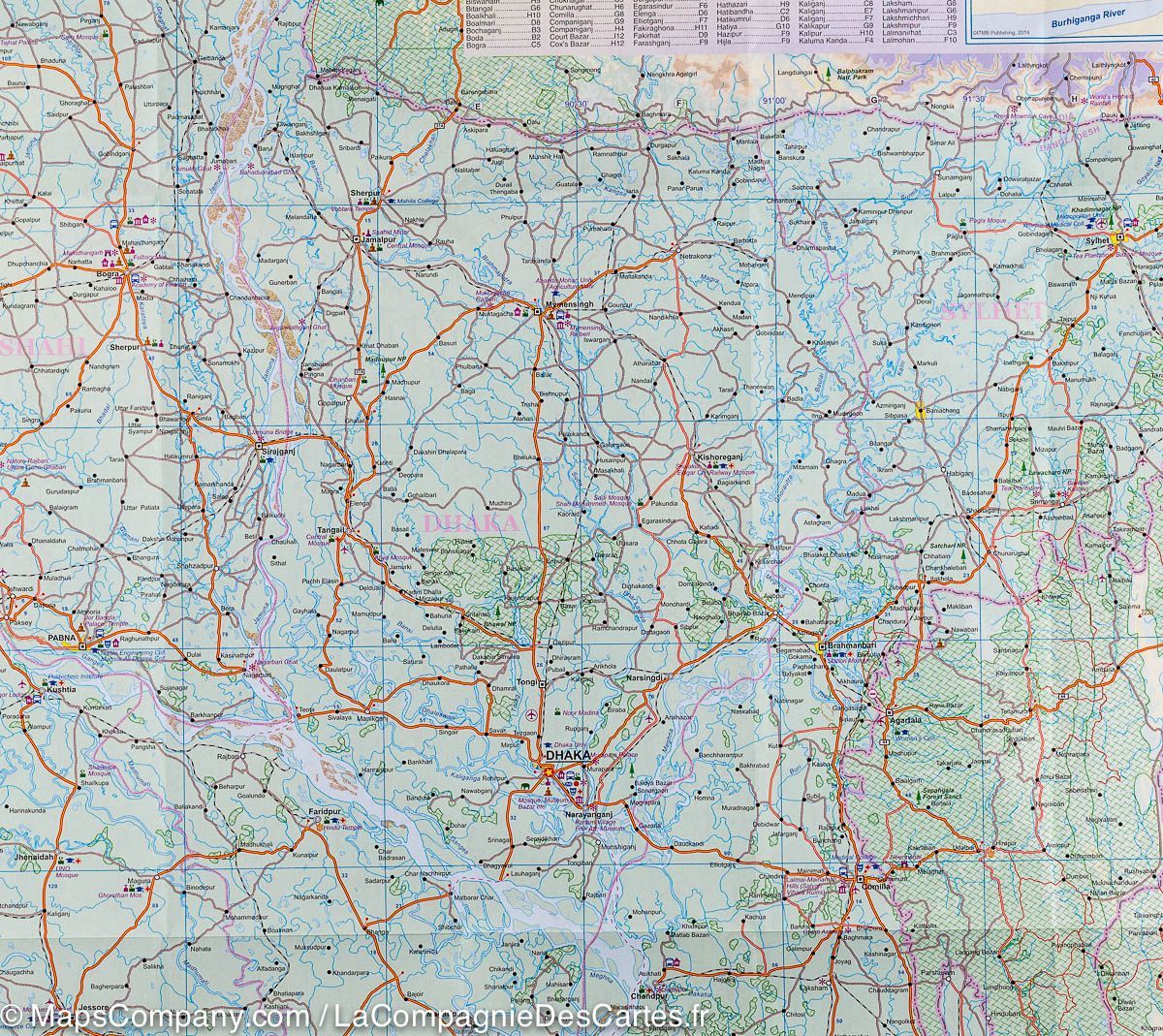 Carte de voyage - Bangladesh et Inde Est | ITM carte routière ITM