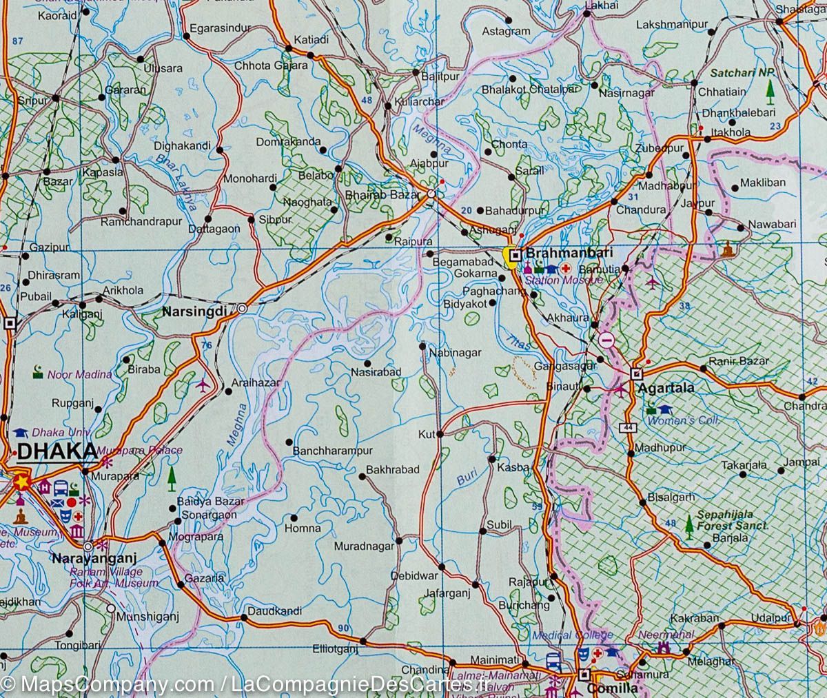 Carte de voyage - Bangladesh et Inde Est | ITM carte routière ITM