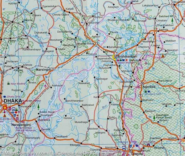Carte du Bangladesh et de l&rsquo;Inde Est | ITM - La Compagnie des Cartes