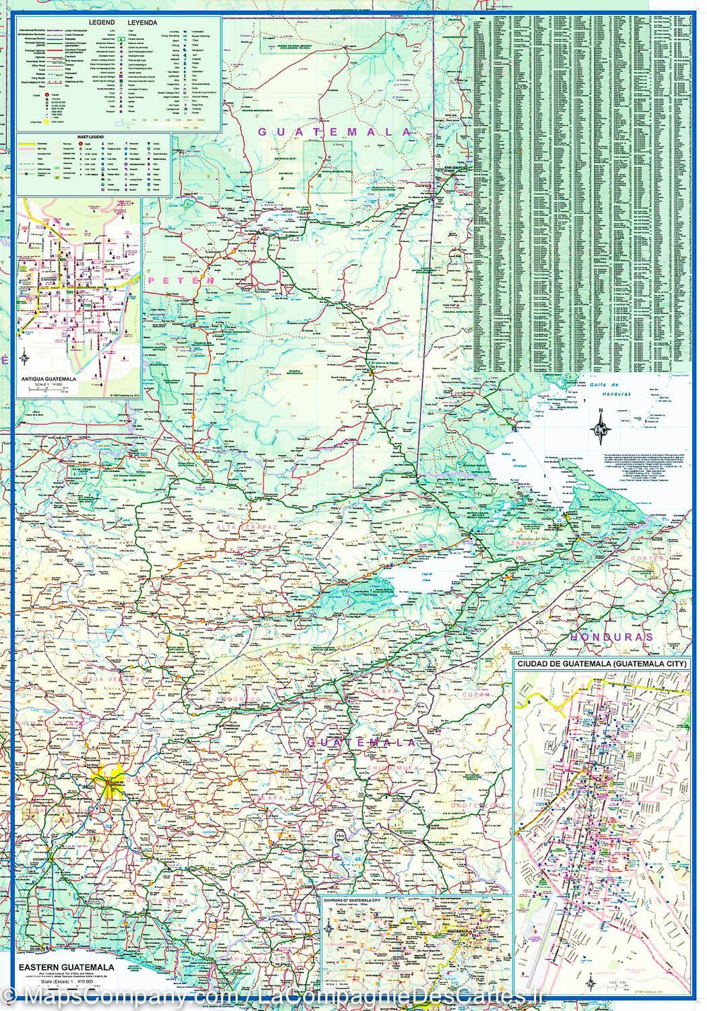 Carte routière - Belize &amp; Guatemala Est | ITM - La Compagnie des Cartes
