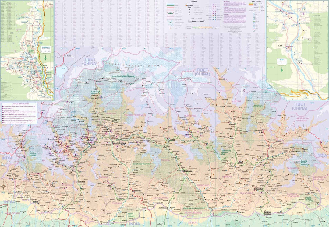 Carte du Bhoutan et du nord-est de l'Inde | ITM - La Compagnie des Cartes